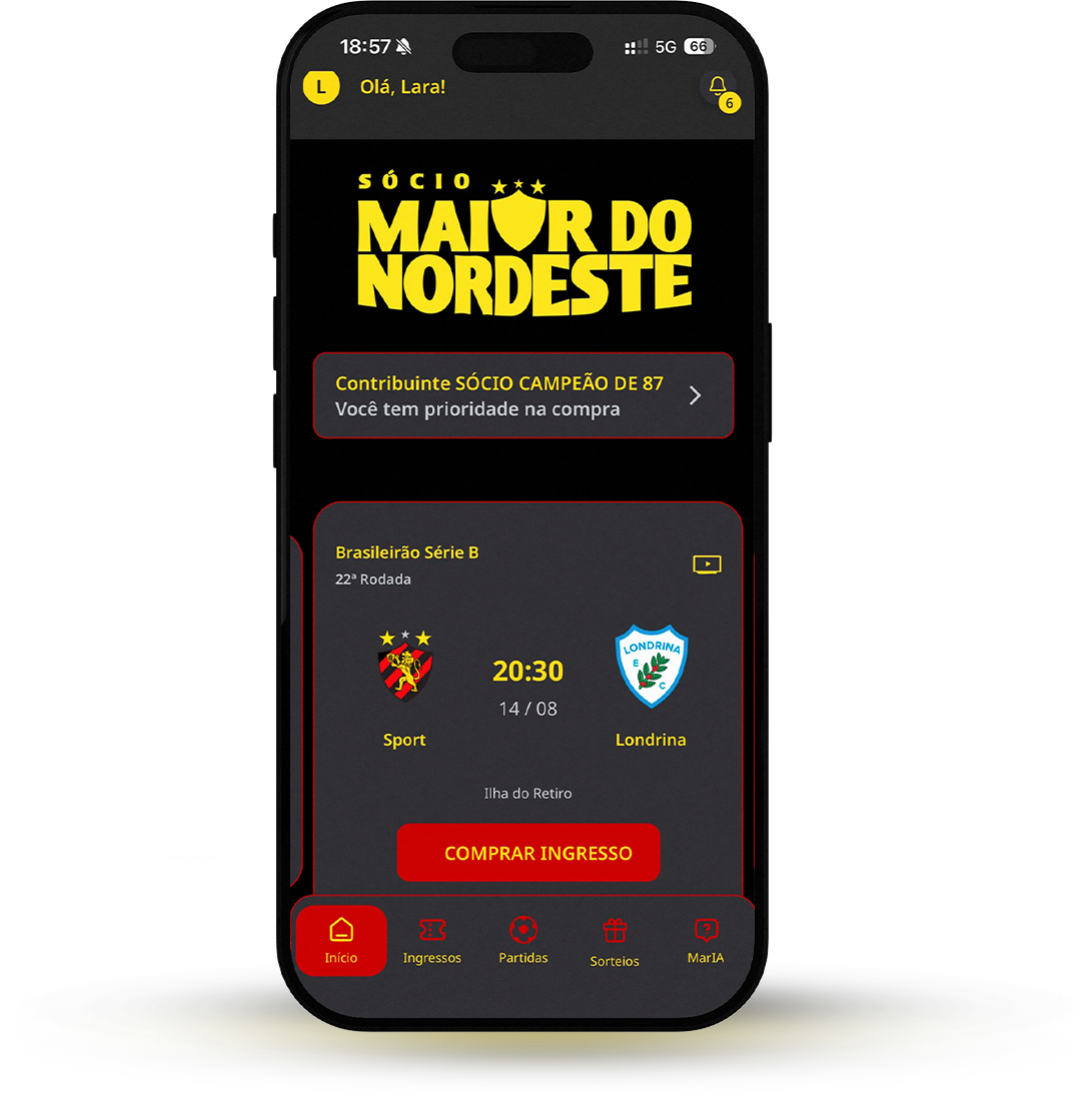 Tela inicial do Super App do Sport